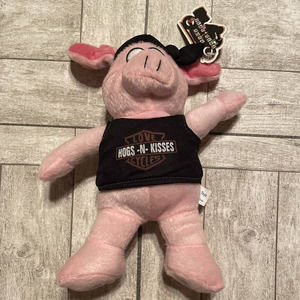 Pink Pig Plush Hogs and Kisses Biker Bandanna 15" Stuffed Animal Love Cycles